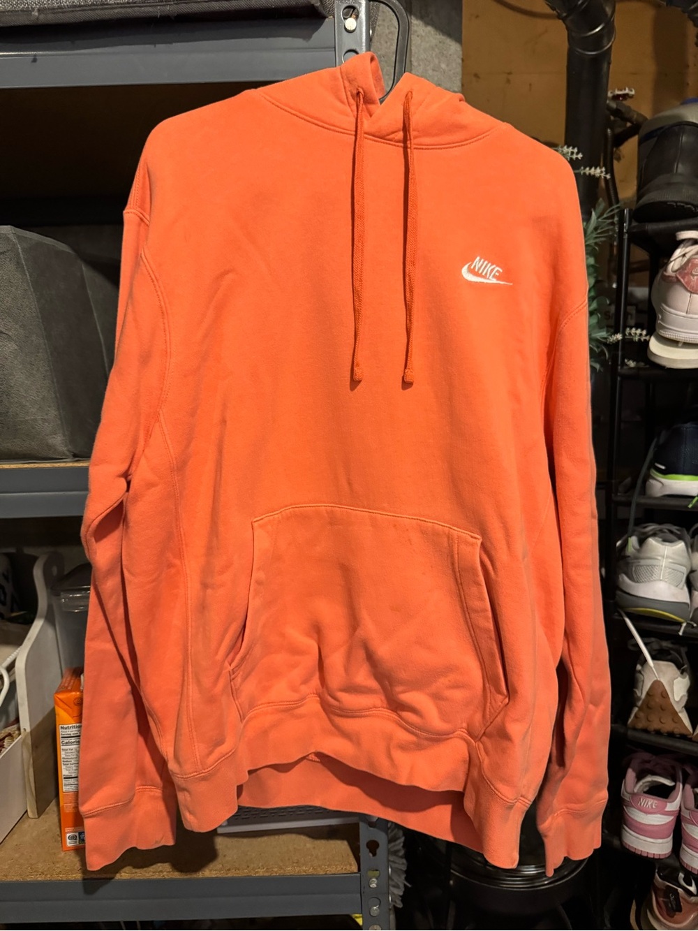 Nike Orange Pullover Hoodie with White Logo